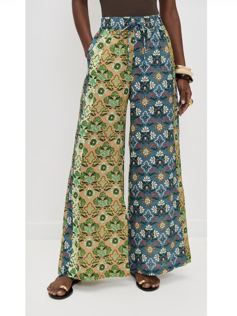 ALEMAIS Ali Spliced Floral Print Linen Pants NWT - Picture 1 of 7
